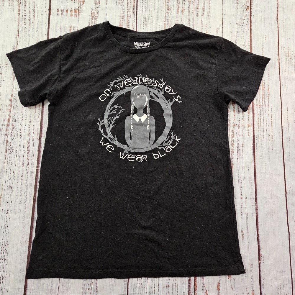 On Wednesday We Wear Black Short Sleeve Cotton Blend T-Shirt Youth XL